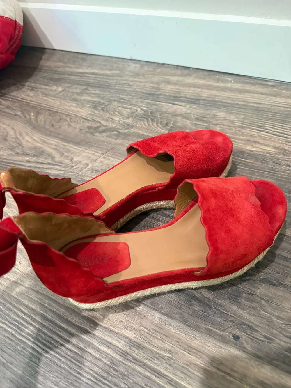 Chloé Lauren Platform Espadrilles Red